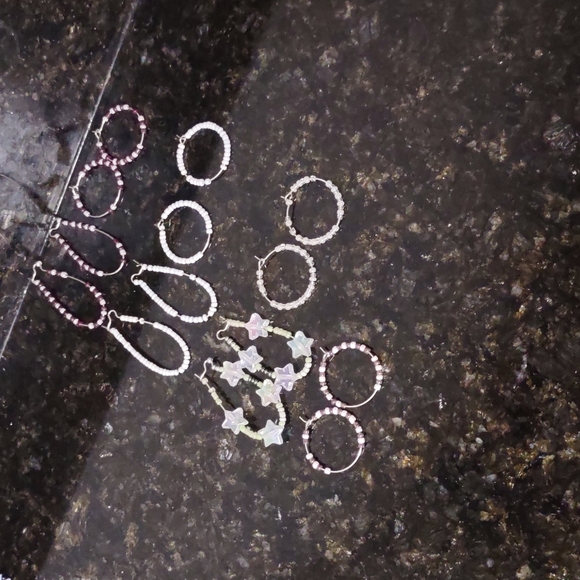 Earring Hoop's Silver Small/Medium 7Ct. White. Happy Wife Happy Life Collection - Picture 3 of 4